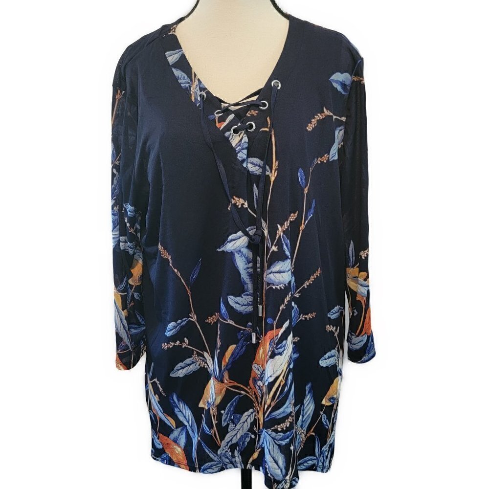 Chico's  Blue floral blouse - sz 3